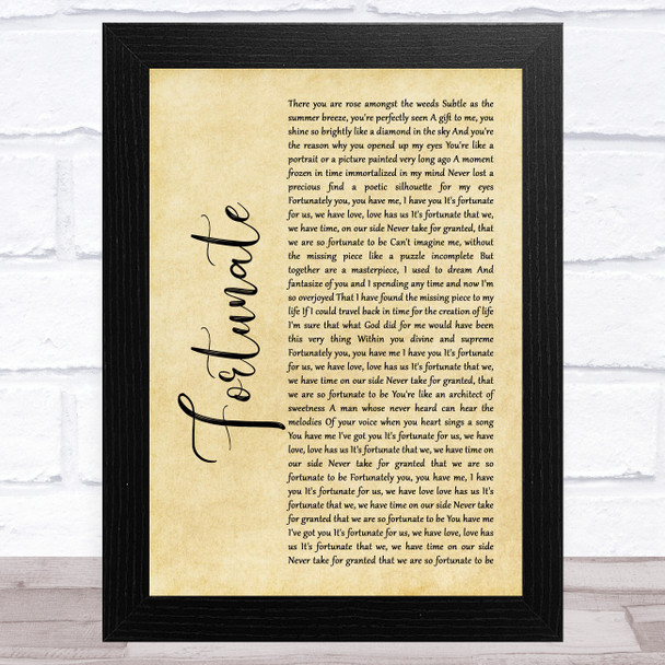 Lathun Fortunate Rustic Script Song Lyric Music Art Print