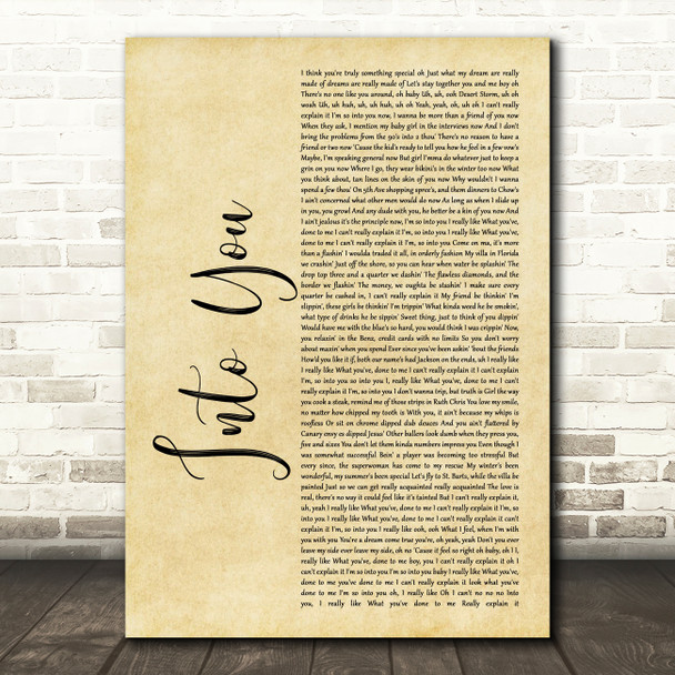 Fabolous Into You Rustic Script Song Lyric Music Art Print