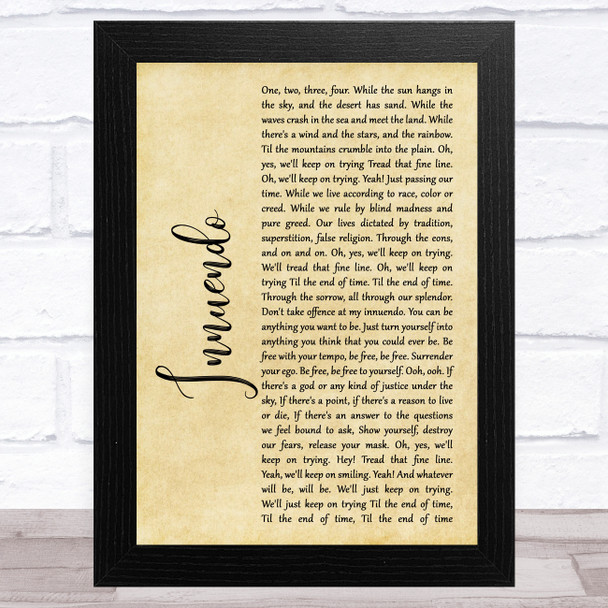 Queen Innuendo Rustic Script Song Lyric Music Art Print