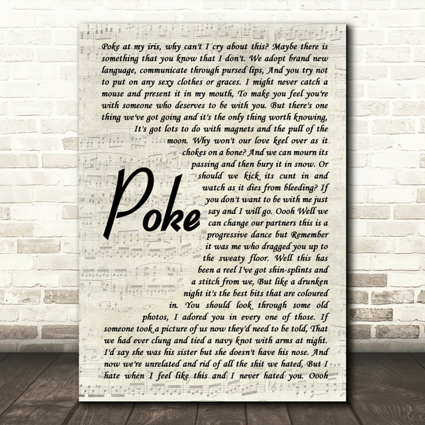 Frightened Rabbit Poke Vintage Script Song Lyric Quote Print