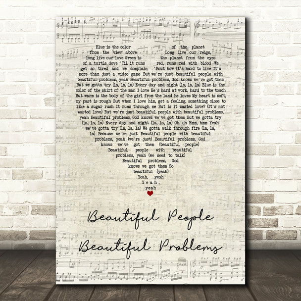 Lana Del Rey Beautiful People Beautiful Problems Script Heart Song Lyric Music Art Print