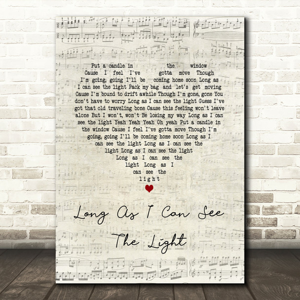 Creedence Clearwater Revival Long As I Can See The Light Script Heart Song Lyric Music Art Print