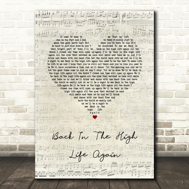 Steve Winwood Back In The High Life Again Script Heart Song Lyric Music Art Print