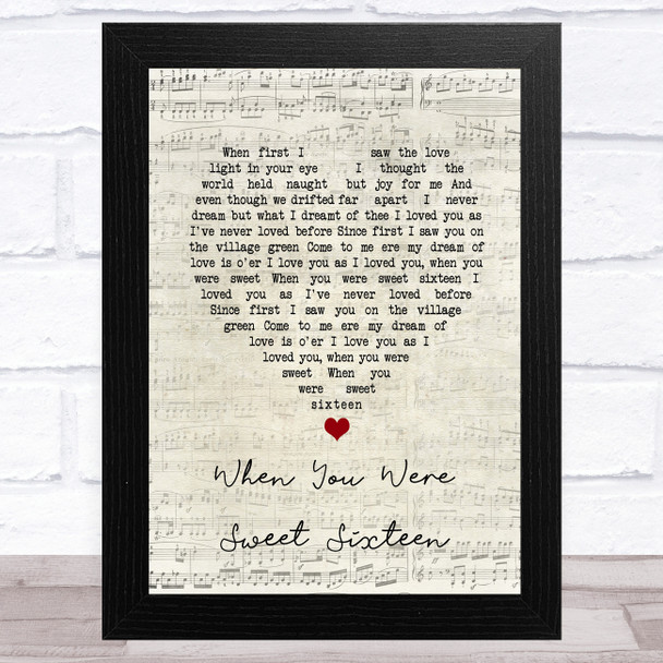 The Fureys and Davey Arthur When You Were Sweet Sixteen Script Heart Song Lyric Music Art Print