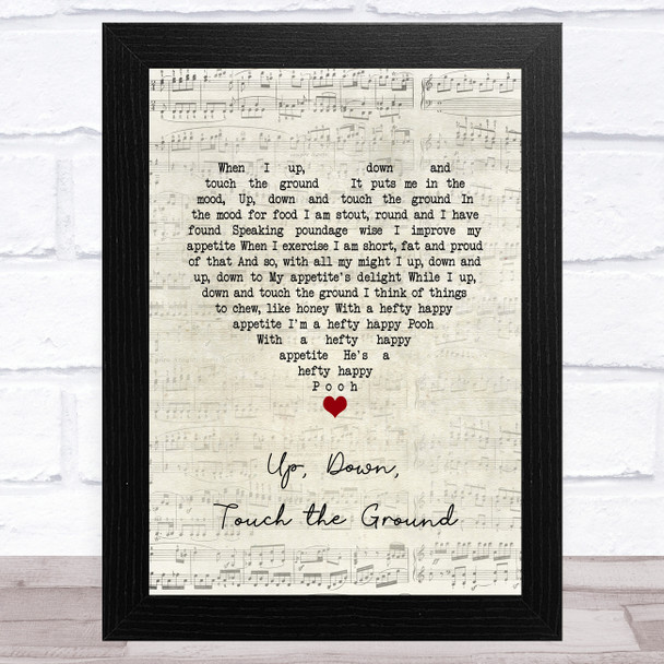 Winnie The Pooh Up, Down, Touch the Ground Script Heart Song Lyric Music Art Print