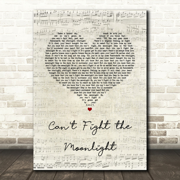 LeAnn Rimes Can't Fight the Moonlight Script Heart Song Lyric Music Art Print