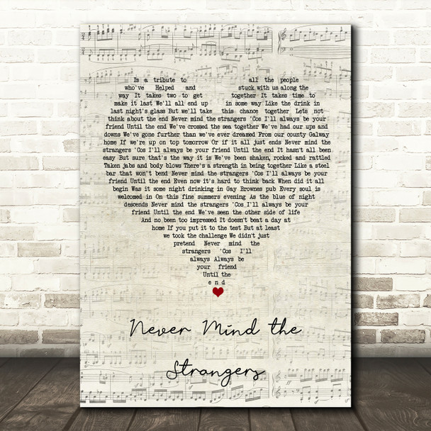 The Saw Doctors Never Mind the Strangers Script Heart Song Lyric Music Art Print