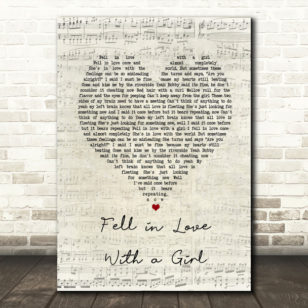 The White Stripes Fell in Love With a Girl Script Heart Song Lyric Music Art Print