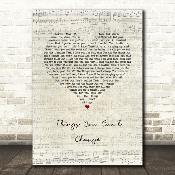 Rhys Lewis Things You Can't Change Script Heart Song Lyric Music Art Print
