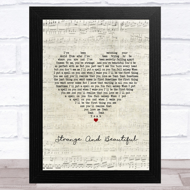 Aqualung Strange And Beautiful Script Heart Song Lyric Music Art Print