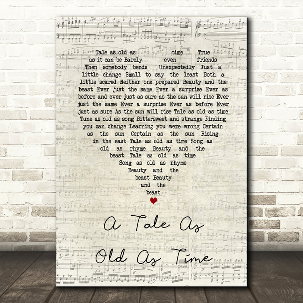 Celine Dion A Tale As Old As Time Script Heart Song Lyric Music Art Print