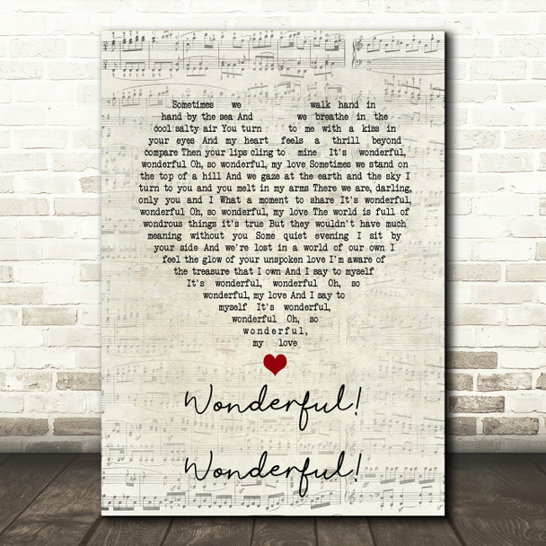 Johnny Mathis Wonderful! Wonderful! Script Heart Song Lyric Music Art Print