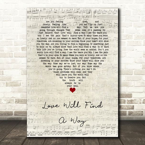 Lionel Richie Love Will Find A Way Script Heart Song Lyric Music Art Print
