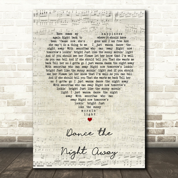 The Mavericks Dance the Night Away Script Heart Song Lyric Music Art Print