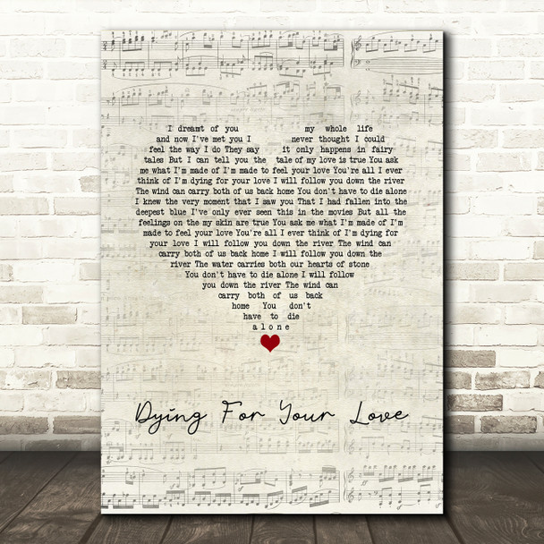 Jack Savoretti Dying For Your Love Script Heart Song Lyric Music Art Print