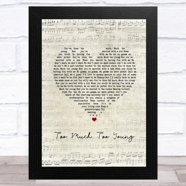 The Specials Too Much Too Young Script Heart Song Lyric Music Art Print