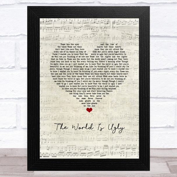 My Chemical Romance The World Is Ugly Script Heart Song Lyric Music Art Print