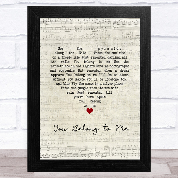 The Duprees You Belong to Me Script Heart Song Lyric Music Art Print