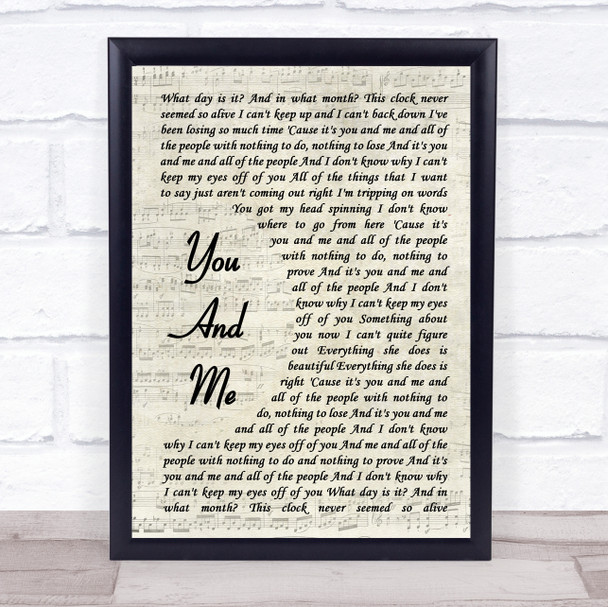 Lifehouse You And Me Vintage Script Song Lyric Quote Print