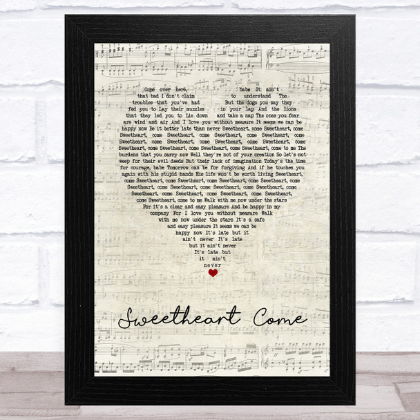Nick Cave & The Bad Seeds Sweetheart Come Script Heart Song Lyric Music Art Print