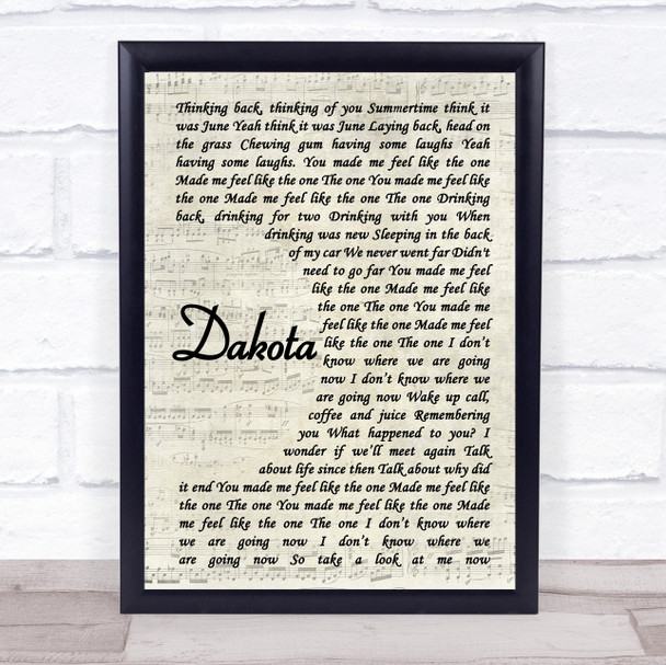 Stereophonics Dakota Vintage Script Song Lyric Quote Print