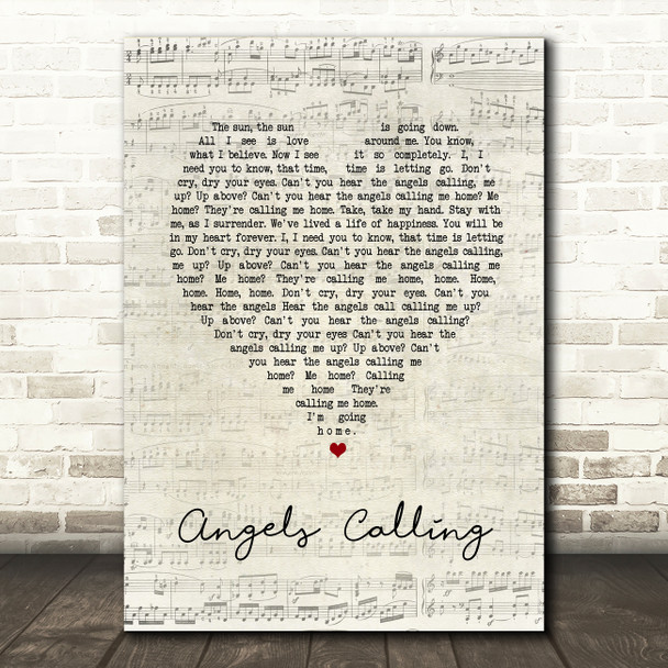 The Tenors Angels Calling Script Heart Song Lyric Music Art Print