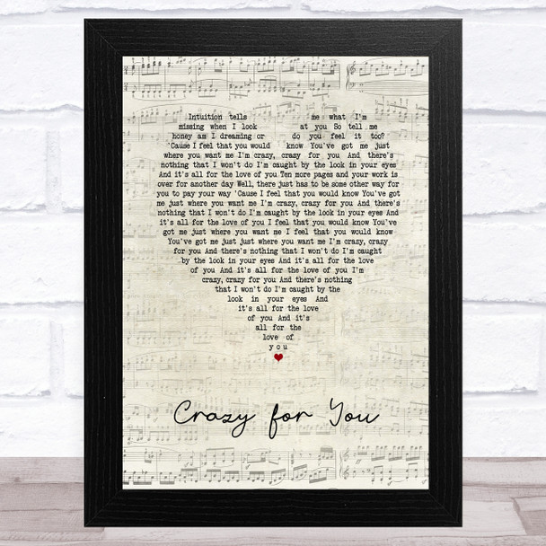 Let Loose Crazy for You Script Heart Song Lyric Music Art Print