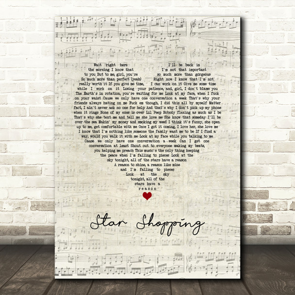 Lil Peep Star Shopping Script Heart Song Lyric Music Art Print