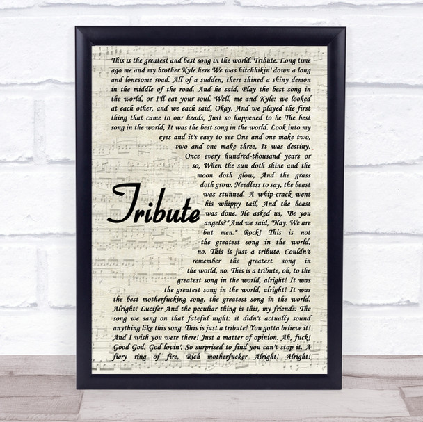 Tenacious D Tribute Vintage Script Song Lyric Quote Print