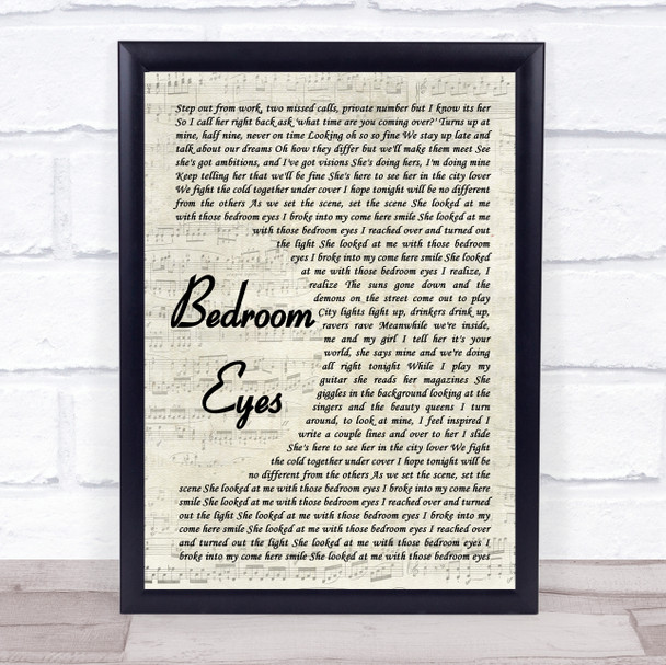 Natty Bedroom Eyes Vintage Script Song Lyric Quote Print