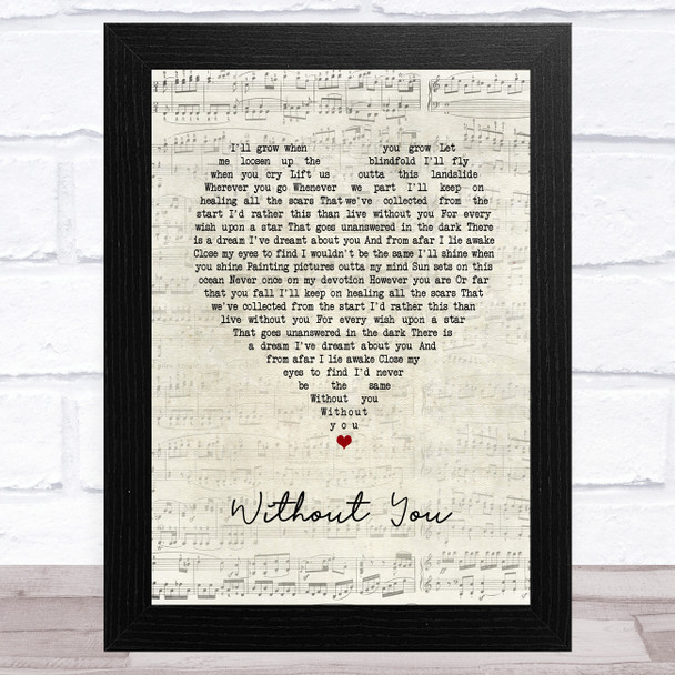 Eddie Vedder Without You Script Heart Song Lyric Music Art Print
