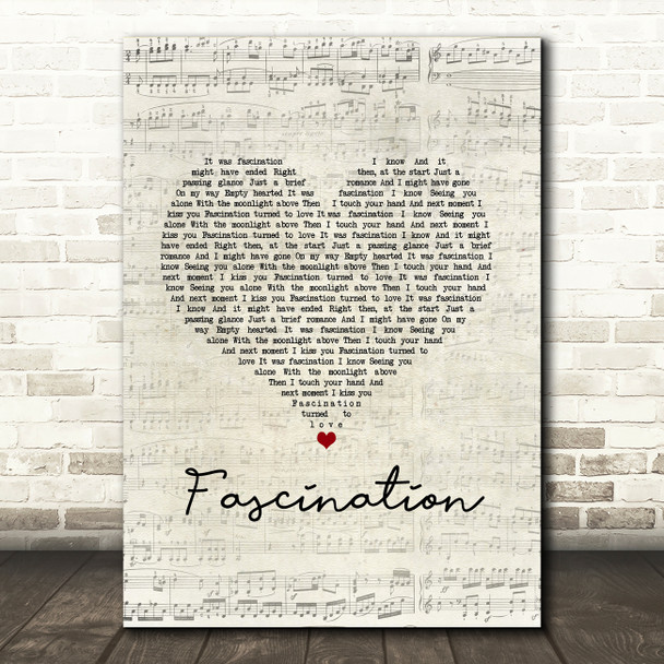 Nat King Cole Fascination Script Heart Song Lyric Music Art Print