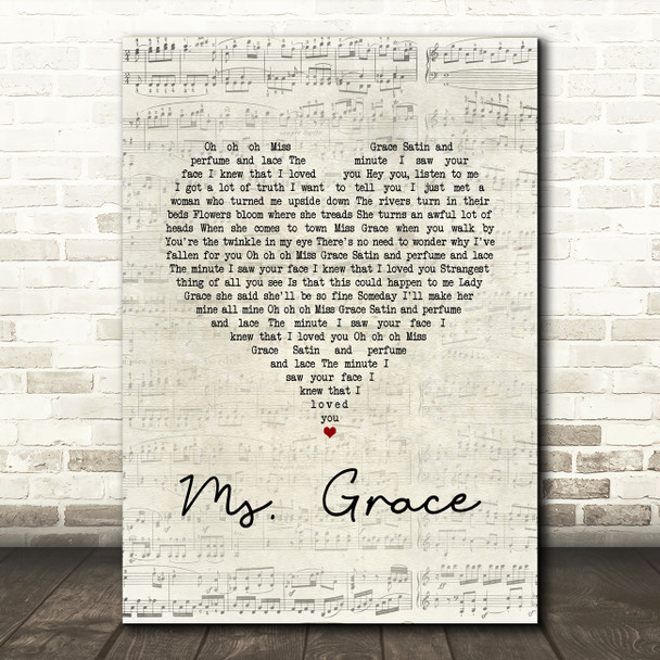 Tymes Ms. Grace Script Heart Song Lyric Music Art Print