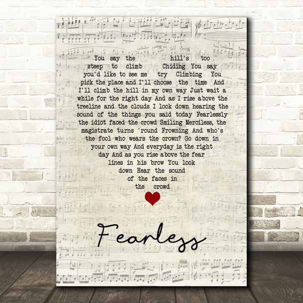 Pink Floyd Fearless Script Heart Song Lyric Music Art Print