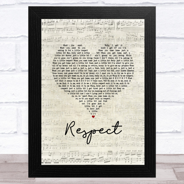 Aretha Franklin Respect Script Heart Song Lyric Music Art Print