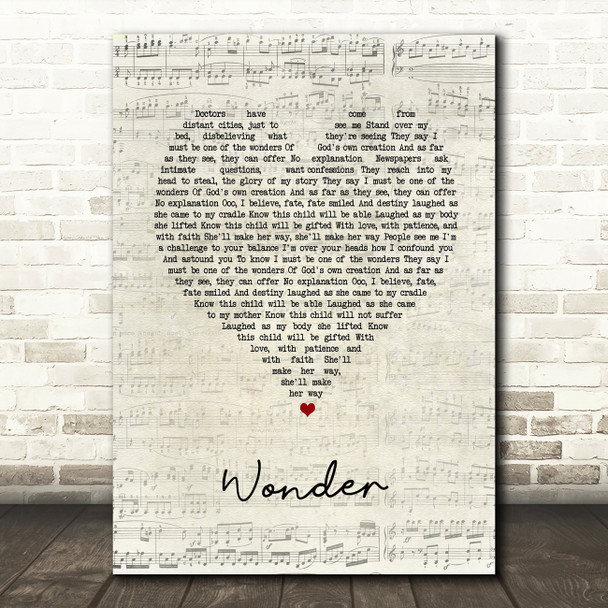 Natalie Merchant Wonder Script Heart Song Lyric Music Art Print