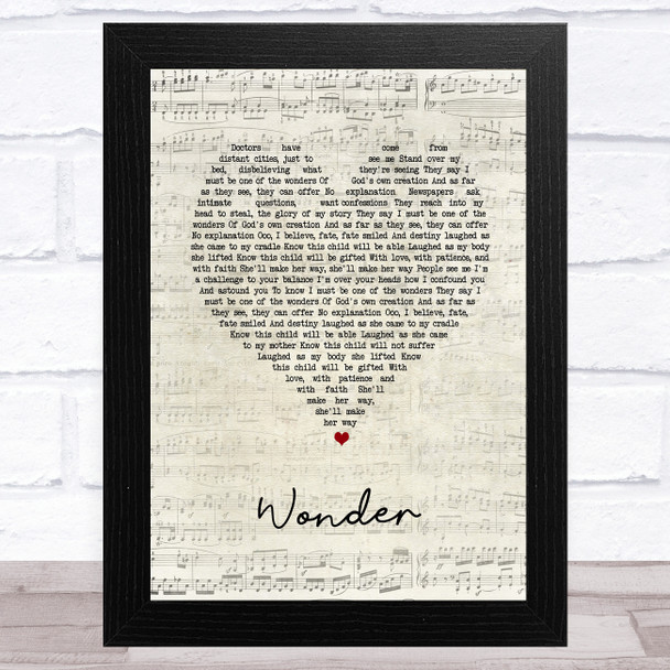 Natalie Merchant Wonder Script Heart Song Lyric Music Art Print