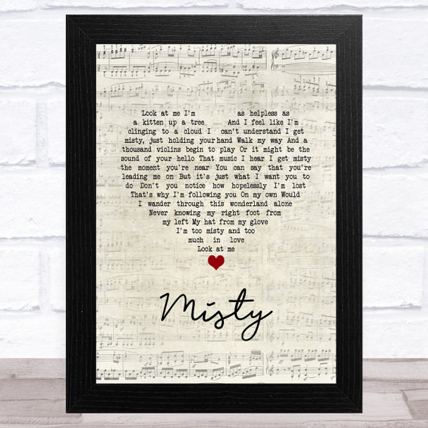 Johnny Mathis Misty Script Heart Song Lyric Music Art Print