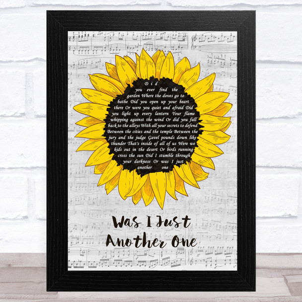 Gregory Alan Isakov Was I Just Another One Grey Script Sunflower Song Lyric Music Art Print