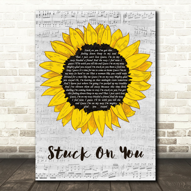 Lionel Richie Stuck On You Grey Script Sunflower Song Lyric Music Art Print