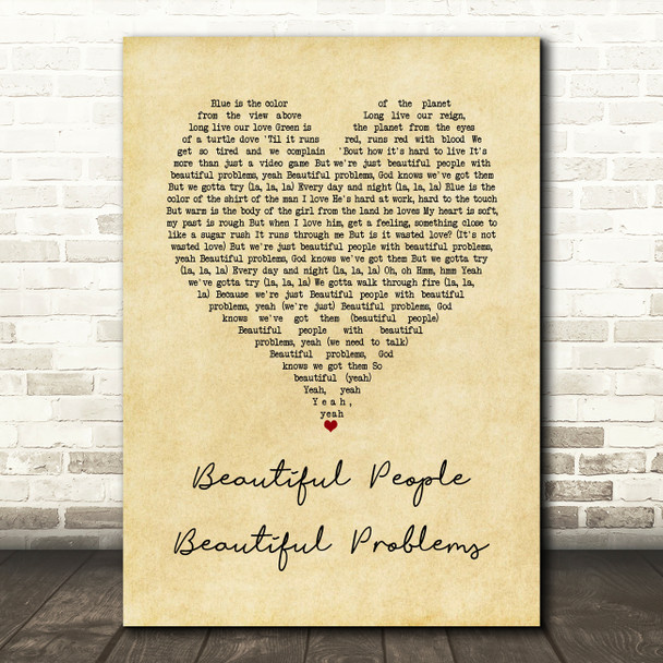 Lana Del Rey Beautiful People Beautiful Problems Vintage Heart Song Lyric Music Art Print