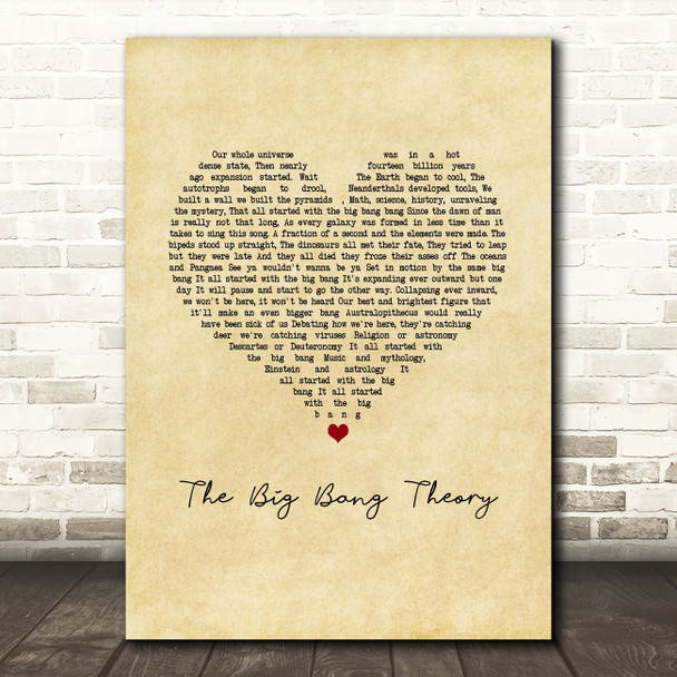 Barenaked Ladies The Big Bang Theory Theme Vintage Heart Song Lyric Music Art Print