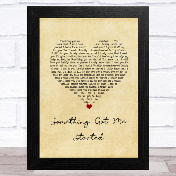 Simply Red Something Got Me Started Vintage Heart Song Lyric Music Art Print