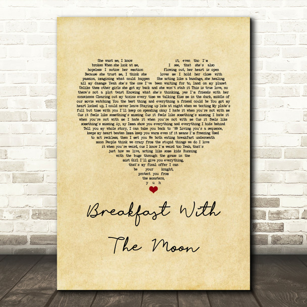 Powfu Breakfast With The Moon Vintage Heart Song Lyric Music Art Print