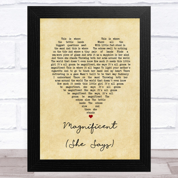 Magnificent Magnificent (She Says) Vintage Heart Song Lyric Music Art Print