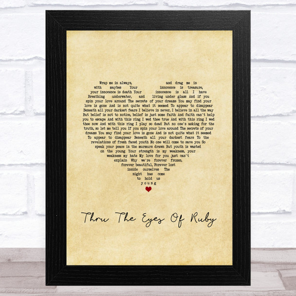 Smashing Pumpkins Thru The Eyes Of Ruby Vintage Heart Song Lyric Music Art Print