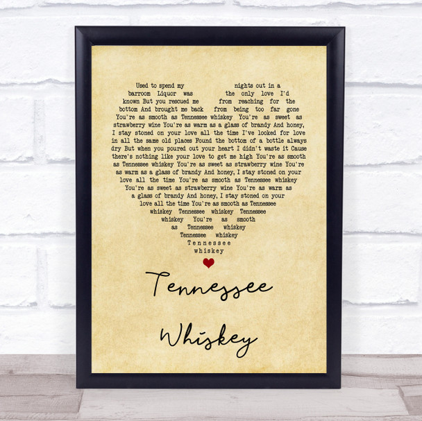 Chris Stapleton Tennessee Whiskey Vintage Heart Song Lyric Quote Print