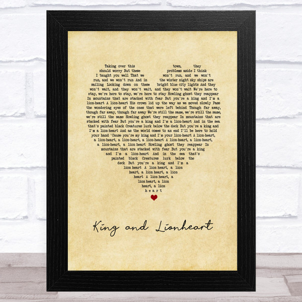 Of Monsters and Men King and Lionheart Vintage Heart Song Lyric Music Art Print