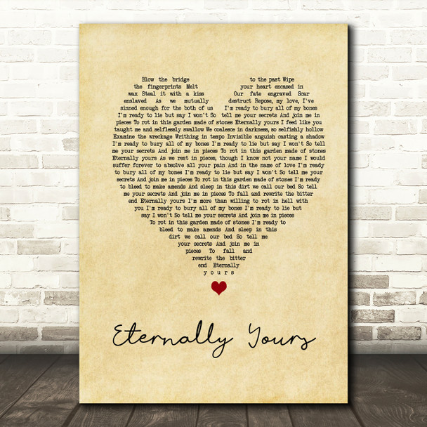 Motionless In White Eternally Yours Vintage Heart Song Lyric Music Art Print