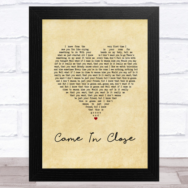 Pale Waves Came In Close Vintage Heart Song Lyric Music Art Print
